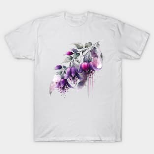 Fuschia Flower Purple Watercolour T-Shirt